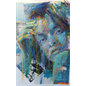 thumbnail Femme bleue - Collage et pastel à l'huile